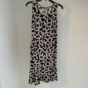 Sleeveless Black & Cream Polka Dot Midi Dress